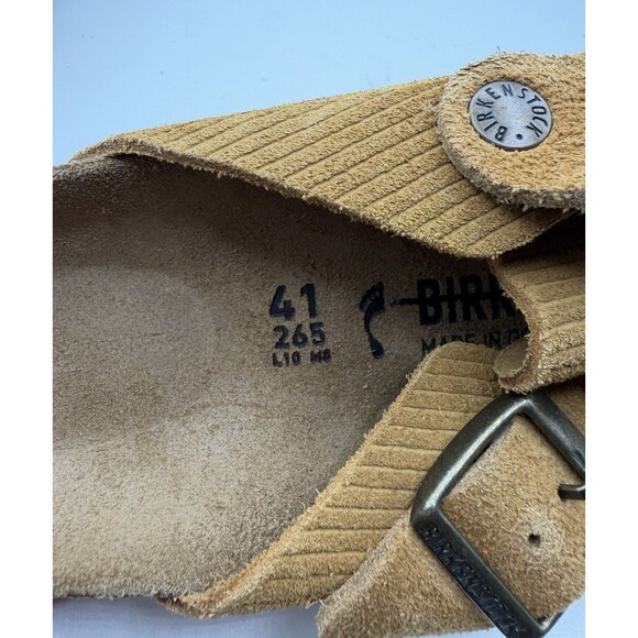 Birkenstock Clogs Boston Unisex Cork Brown Suede Embossed Casual EU 41 US 10 New - Picture 9 of 9